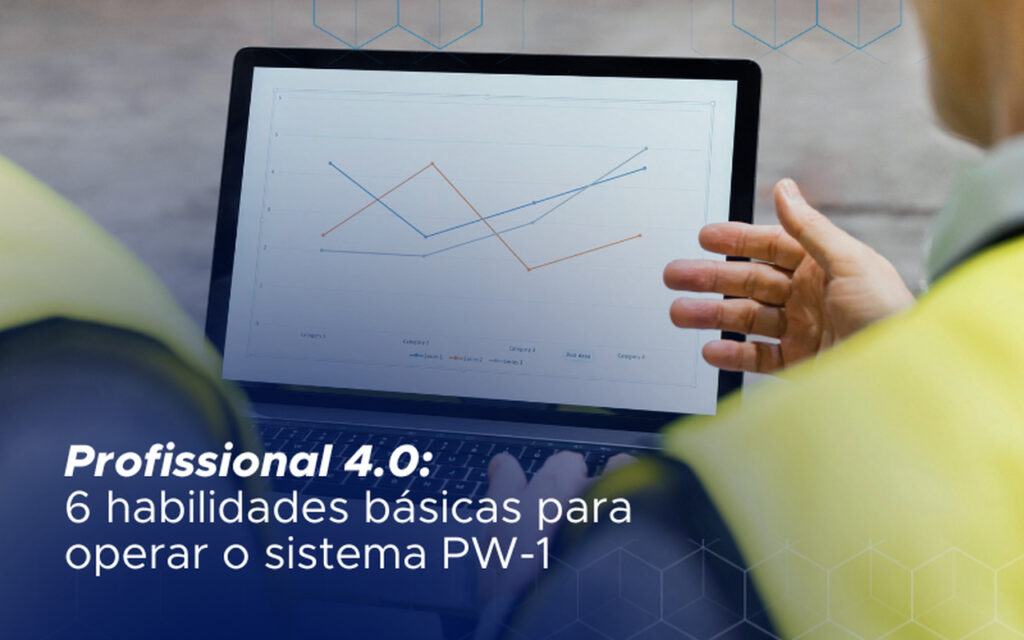 mãos de profissional 4.0 mostrando tela de computador com gráfico